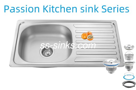 33 X 22 ইঞ্চি রান্নাঘর সিঙ্ক সঙ্গে ড্রেনবোর্ড স্টেইনলেস স্টীল 18/10 ক্রোমিয়াম / নিকেল এবং আনুষাঙ্গিক Colander