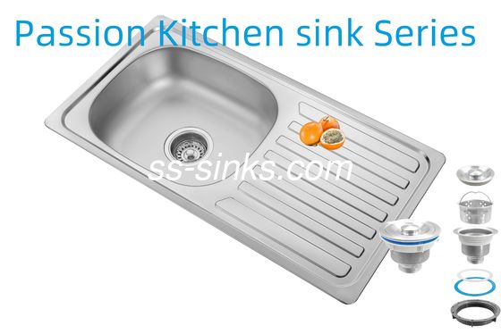 33 X 22 ইঞ্চি রান্নাঘর সিঙ্ক সঙ্গে ড্রেনবোর্ড স্টেইনলেস স্টীল 18/10 ক্রোমিয়াম / নিকেল এবং আনুষাঙ্গিক Colander