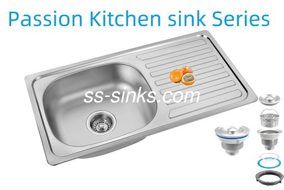 33 X 22 ইঞ্চি রান্নাঘর সিঙ্ক সঙ্গে ড্রেনবোর্ড স্টেইনলেস স্টীল 18/10 ক্রোমিয়াম / নিকেল এবং আনুষাঙ্গিক Colander