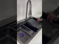 গরম বিক্রয় কালো রঙের স্টেইনলেস স্টীল হস্তনির্মিত একক বাটি সিঙ্ক 3 ধরনের সঙ্গে আনুষাঙ্গিক সঙ্গে কল