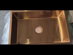 সোনা রঙের স্টেইনলেস স্টিলের কিচেন সিঙ্ক, একটি বেসিন, উপচে পড়া ছিদ্র সহ